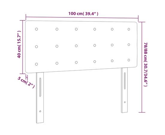 Tăblie de pat cu led, crem, 100x5x78/88 cm, textil, 6 image