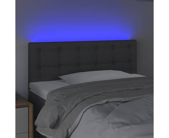 Tăblie de pat cu led, gri închis, 100x5x78/88 cm, textil, 3 image