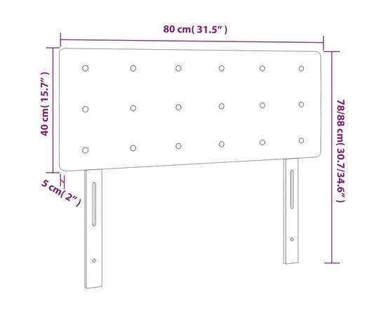 Tăblie de pat cu led, gri închis, 80x5x78/88 cm, catifea, 6 image