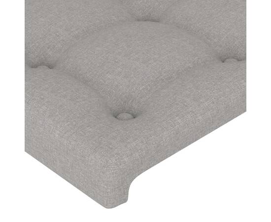 Tăblie de pat cu led, gri deschis, 144x5x78/88 cm, textil, 5 image