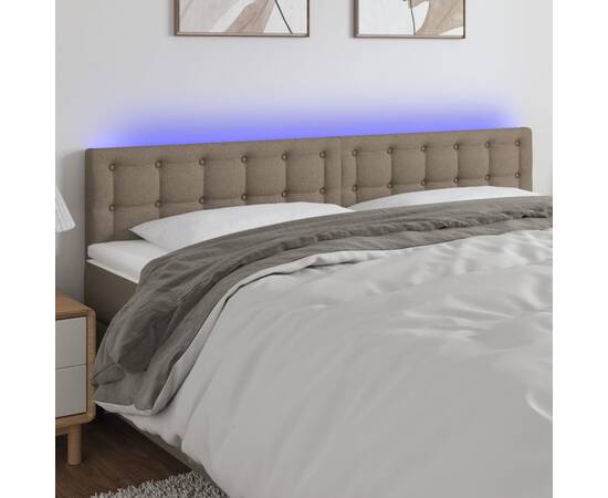 Tăblie de pat cu led, gri taupe, 200x5x78/88 cm, textil