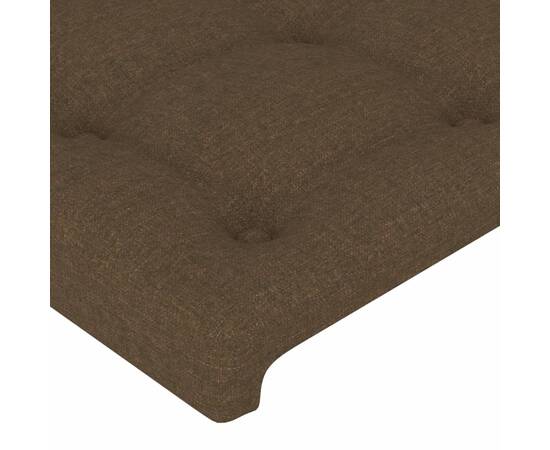 Tăblie de pat cu led, maro închis, 144x5x78/88 cm, textil, 5 image