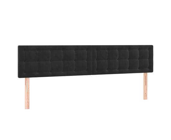 Tăblie de pat cu led, negru, 200x5x78/88 cm, catifea, 4 image