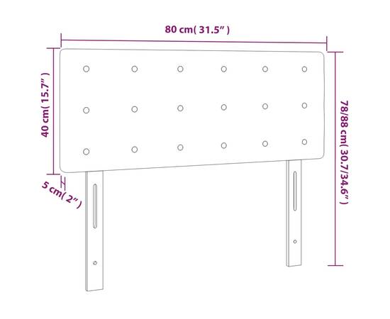 Tăblie de pat cu led, negru, 80x5x78/88 cm, catifea, 6 image