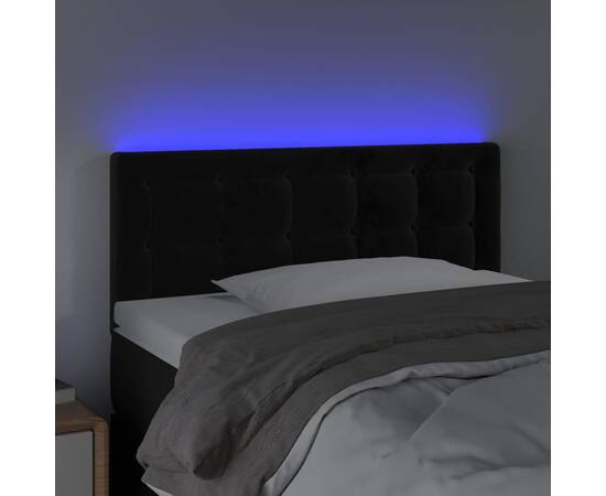 Tăblie de pat cu led, negru, 80x5x78/88 cm, catifea, 3 image