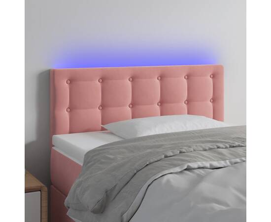 Tăblie de pat cu led, roz, 90x5x78/88 cm, catifea