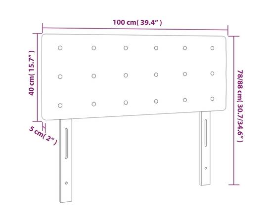 Tăblie de pat cu led, roz, 90x5x78/88 cm, catifea, 6 image