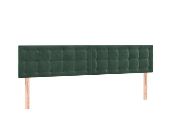 Tăblie de pat cu led, verde închis, 160x5x78/88 cm, catifea, 4 image