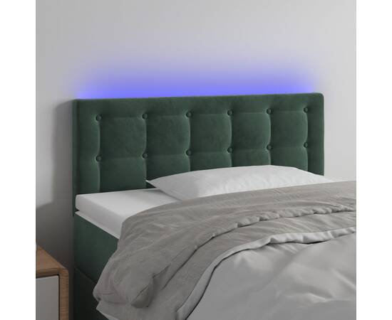 Tăblie de pat cu led, verde închis, 80x5x78/88 cm, catifea