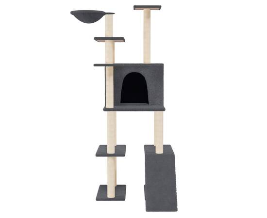 Ansamblu de pisici, stâlpi din funie sisal, gri închis, 166 cm, 3 image