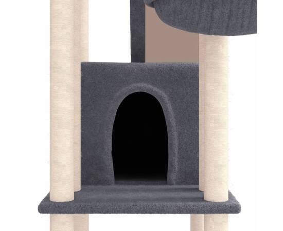 Ansamblu de pisici, stâlpi din funie sisal, gri închis, 201 cm, 6 image