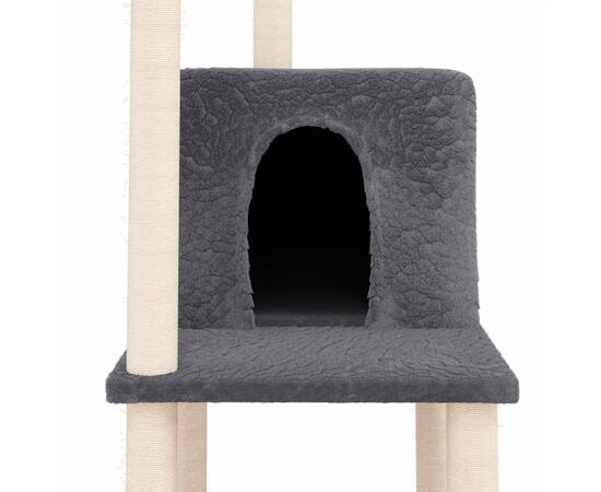 Ansamblu de pisici, stâlpi din funie sisal, gri închis 144,5 cm, 6 image