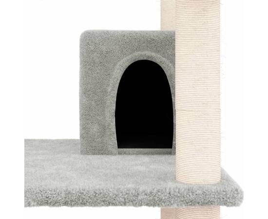 Ansamblu de pisici, stâlpi din funie sisal, gri deschis, 162 cm, 6 image