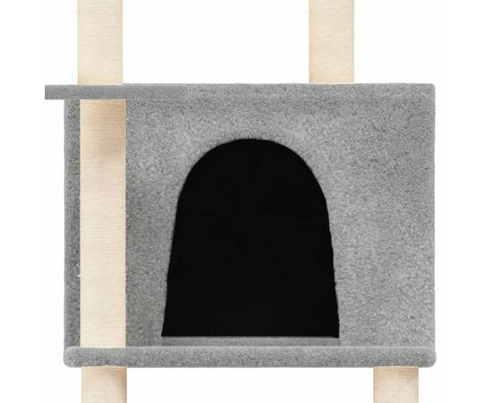 Ansamblu de pisici, stâlpi din funie sisal, gri deschis, 166 cm, 6 image