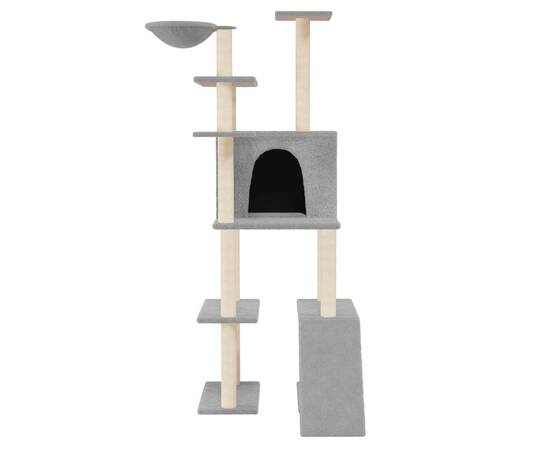 Ansamblu de pisici, stâlpi din funie sisal, gri deschis, 166 cm, 3 image