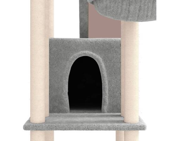 Ansamblu de pisici, stâlpi din funie sisal, gri deschis, 201 cm, 6 image