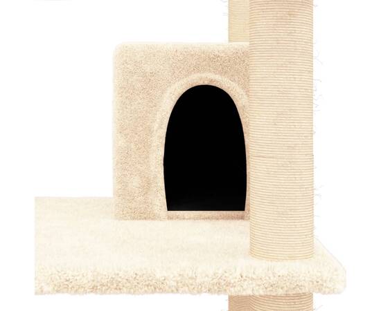 Ansamblu de pisici cu stâlpi din funie de sisal, crem, 162 cm, 6 image