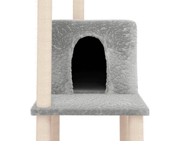 Ansamblu pisici, stâlpi din funie sisal, gri deschis, 144,5 cm, 6 image