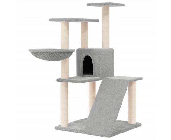 Ansamblu pisici, stâlpi din funie sisal, gri deschis, 94 cm, 2 image