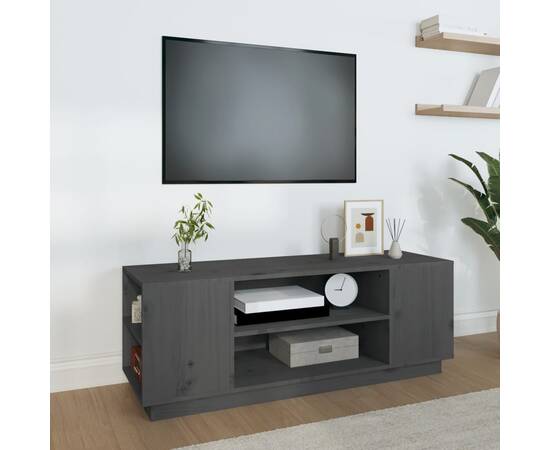 Comodă tv, gri, 110x35x40,5 cm, lemn masiv de pin