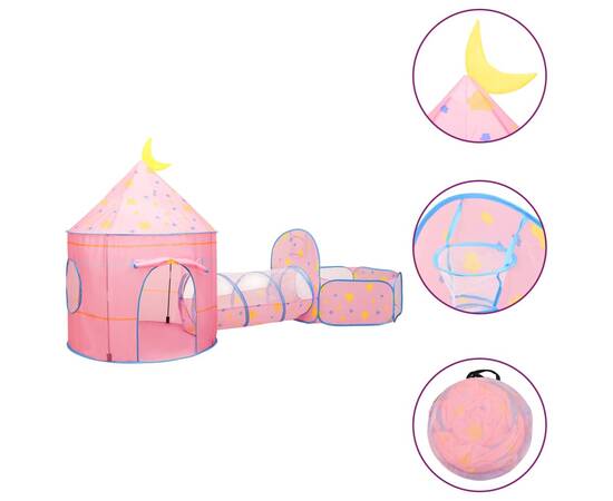 Cort de joacă pentru copii cu 250 bile, roz, 301x120x128 cm, 3 image