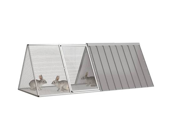 Cușcă pentru iepuri, gri, 201,5x80,5x71 cm, oțel galvanizat, 2 image