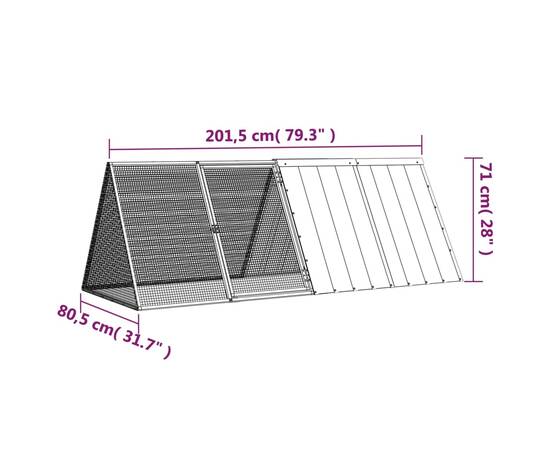 Cușcă pentru iepuri antracit 201,5x80,5x71 cm oțel galvanizat, 6 image