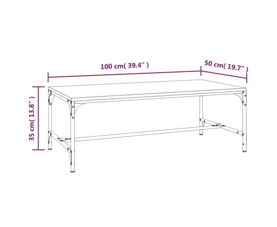 Măsuță de cafea, stejar fumuriu, 100x50x35 cm, lemn prelucrat, 7 image
