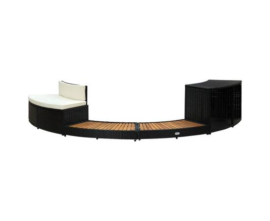 Mobilier de împrejmuire spa, negru, poliratan și lemn de acacia, 2 image