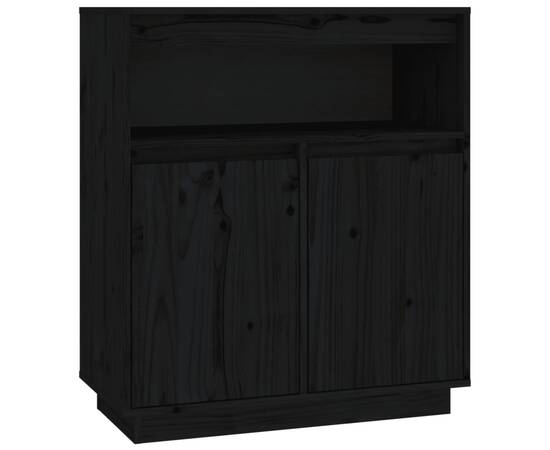 Servantă, negru, 70x34x80 cm, lemn masiv de pin, 2 image
