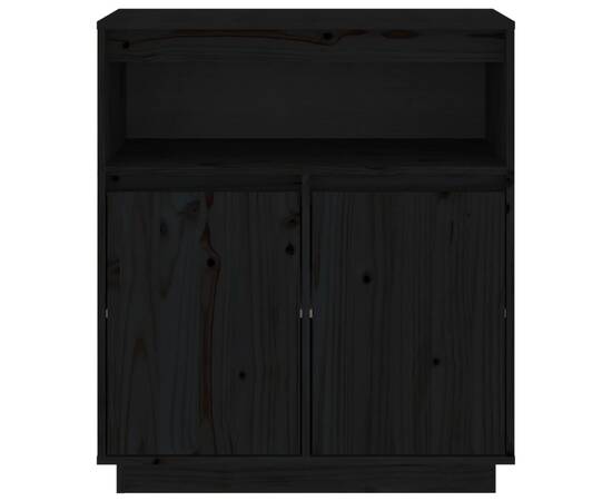 Servantă, negru, 70x34x80 cm, lemn masiv de pin, 6 image