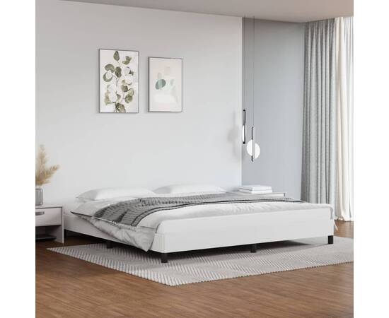 Cadru de pat, alb, 200x200 cm, piele ecologică