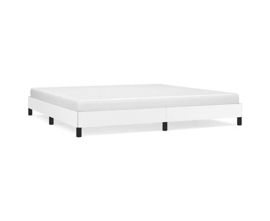 Cadru de pat, alb, 200x200 cm, piele ecologică, 2 image