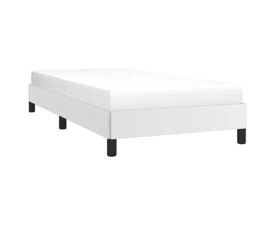 Cadru de pat, alb, 90x190 cm, piele ecologică, 3 image