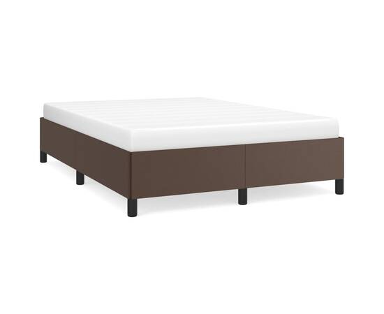 Cadru de pat, maro, 140x200 cm, piele ecologică, 2 image