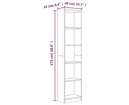 Bibliotecă 5 niveluri stejar maro 40x24x175 cm lemn compozit, 7 image