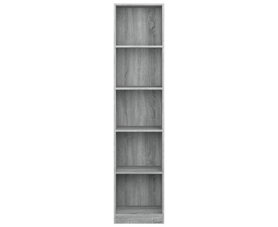 Bibliotecă cu 5 niveluri gri sonoma 40x24x175 cm lemn compozit, 3 image