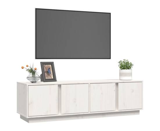 Comodă tv, alb, 140x40x40 cm, lemn masiv de pin, 4 image