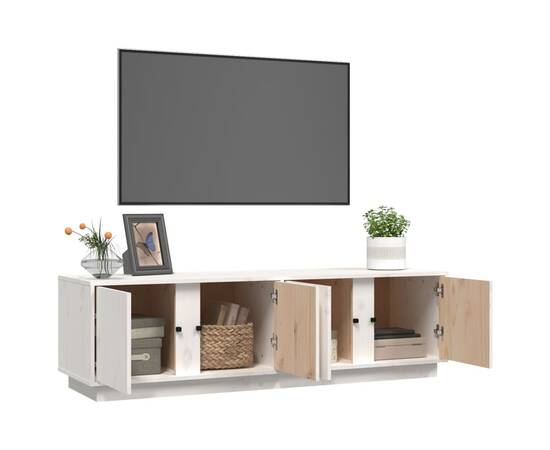 Comodă tv, alb, 140x40x40 cm, lemn masiv de pin, 5 image