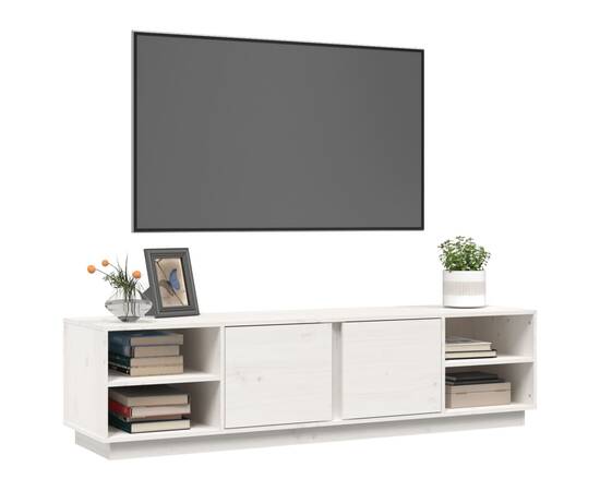 Comodă tv, alb, 156x40x40 cm, lemn masiv de pin, 4 image