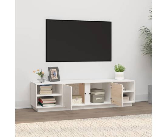 Comodă tv, alb, 156x40x40 cm, lemn masiv de pin, 3 image