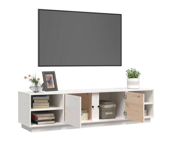 Comodă tv, alb, 156x40x40 cm, lemn masiv de pin, 5 image