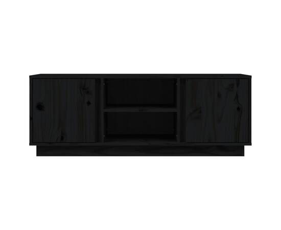 Comodă tv, negru, 110x35x40,5 cm, lemn masiv de pin, 6 image