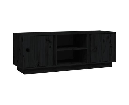 Comodă tv, negru, 110x35x40,5 cm, lemn masiv de pin, 2 image