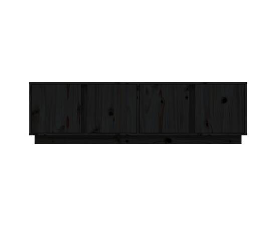 Comodă tv, negru, 140x40x40 cm, lemn masiv de pin, 6 image