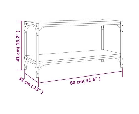 Comodă tv, stejar fumuriu, 80x33x41 cm, lemn prelucrat și oțel, 9 image