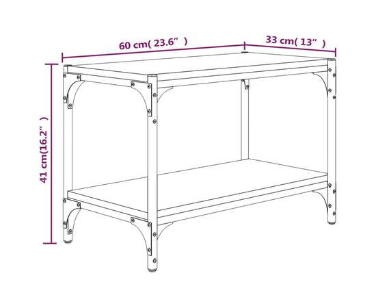 Comodă tv, stejar maro, 60x33x41 cm, lemn prelucrat și oțel, 9 image