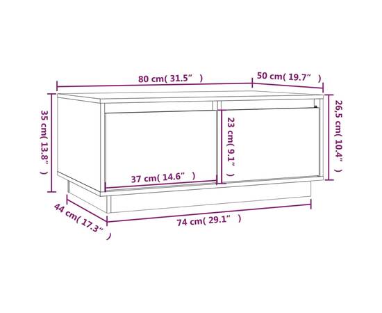Măsuță de cafea, 80x50x35 cm, lemn masiv de pin, 10 image