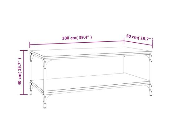 Măsuță de cafea, stejar maro, 100x50x40 cm, lemn prelucrat, 8 image