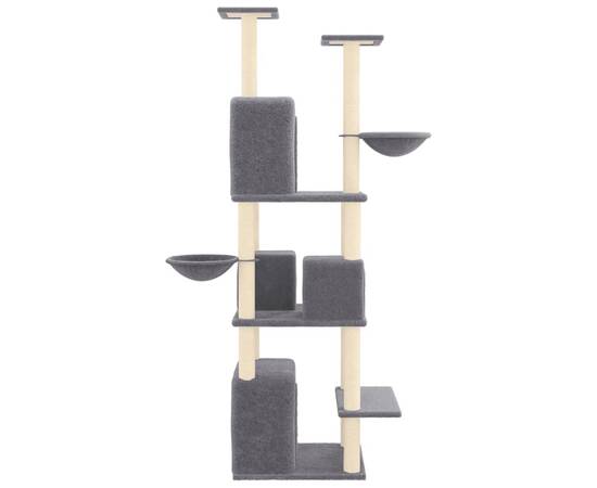 Ansamblu de pisici, stâlpi din funie sisal, gri închis, 180 cm, 4 image